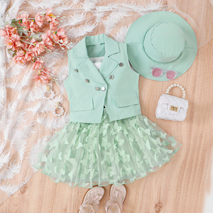 Ensemble d'anniversaire 4 pièces pour filles, style coréen, <span class=keywords><strong>tenue</strong></span> de fête d'été pour enfants - Product Image 6