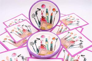 Make up & Spa Theme Birthday Party Decoration <b>Paper</b> Plate Set with 7IN & 9IN Plates Centerpieces Party Supplies - Product Image 3