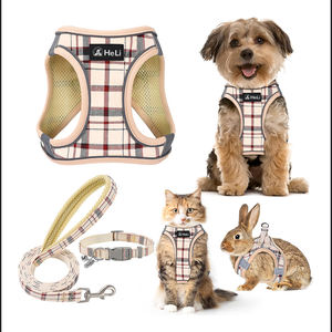 Rompi jaring lembut nilon Step-In, rompi anjing kucing kecil kotak-kotak reflektif tanpa tarik dapat disesuaikan, <span class=keywords><strong>Harness</strong></span> anjing XL modis berjalan - Product Image 1