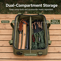 Sac de rangement pour outils de camping de grande capacité en Oxford 900D, double compartiment, résistant à l'eau, pochette de rangement MOLLE, équipement de plein air portable