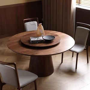 Mesa de comedor de madera maciza de estilo moderno <span class=keywords><strong>Lazy</strong></span> <span class=keywords><strong>Susan</strong></span> Base cónica Diseño convertible Exquisito chino esencial para comedor - Product Image 6