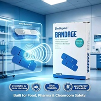 Pansement adhésif stérile détectable par métal, bleu, non résistant à l'eau, certifié sécurité, à usage médical, emballage facile à ouvrir, coussinet anti-adhésif