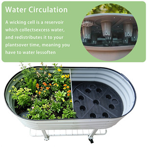 Jardinera Elevada Móvil Ovalada de Acero Galvanizado con Ruedas y Estante de Almacenamiento <span class=keywords><strong>para</strong></span> Jardinería - Product Image 2