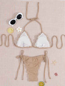 Bikini de Dos Piezas con Tirantes y Cordones, Color <span class=keywords><strong>Nude</strong></span>, para Mujer, Estilo Playa, Personalizable al por Mayor - Product Image 3
