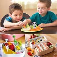 10 pièces ABS forme animale boîte à Bento créative fourchette à fruits Sandwich pain étiquette décorative pour pique-nique Mini Portable Durable fourchette alimentaire