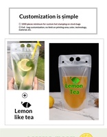 Pochettes alimentaires jetables refermables pour boissons, en BOPA/PE (CPP), avec fermeture éclair et trou pour paille, pour boissons gazeuses, jus et boissons énergisantes
