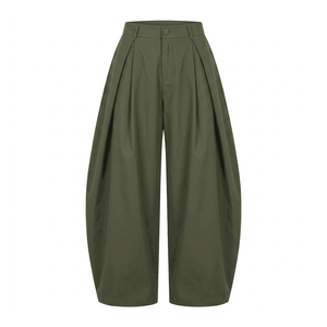 Pantalon en satin à taille haute élastique, coupe ample, jambe large, avec cordon de serrage à pompons, longueur totale, rayé, décontracté, pour femme, été - Product Image 3