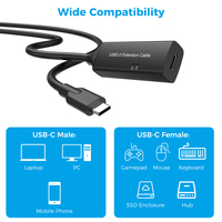Câble USB 3.0 Type C mâle vers femelle de 5 m/16,4 pi pour ordinateur portable, PC, téléphone portable, lecteur de carte, boîtier SSD et concentrateur USB C – Vente en gros