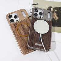 Funda de Teléfono con Textura de Madera y Cuero, Personalizable con Logotipo, Carga Inalámbrica Magnética, para iPhone 17 Pro Max 16 15 14, Venta al Por Mayor
