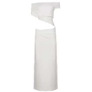 Vestido Largo de Encaje Blanco para Mujer, Estilo Sirena, con Hombros Descubiertos, Elegante, para Eventos Formales - Product Image 6