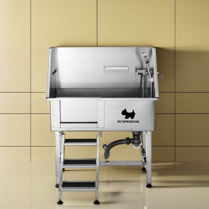 حوض تنظيف الكلاب المحمول عالي الجودة 38 \ "من الفولاذ المقاوم للصدأ ، حيوان أليف مستدام مع دواسة باب منزلق للحمامات - Product Image 1