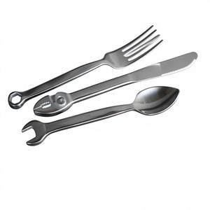 Juego de Cubiertos Modernos de Acero Inoxidable con Acabado Espejo, Aptos para Lavavajillas, Cuchillo, Tenedor y Cuchara Plateados para el Hogar - Product Image 1