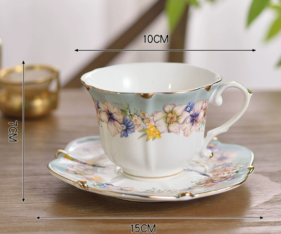 green Lost car chrysanthemum cup and saucer - 200ml