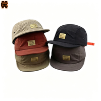 Casquette de camping 5 panneaux à visière plate, logo personnalisé, calotte souple, chapeau d'extérieur multicolore, vente en gros