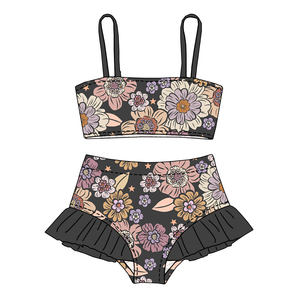 Nuevo Conjunto de <span class=keywords><strong>Bikini</strong></span> de Dos Piezas sin Mangas con Estampado Personalizado para Niñas, Traje de Baño con Volantes, Ropa de Playa para Niñas - Product Image 3