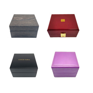 Watch display box, painted velvet packaging, square gift box with flip lid, exquisite gift jewelry packaging, wooden watch box. - Product Image 3