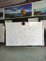 Dalle de pierre semi-précieuse en cristal blanc naturel, idéale pour mur rétroéclairé, plan de travail de cuisine, table à manger