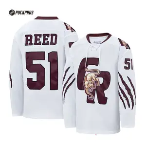 Camiseta de hockey sobre hielo de sarga de aparejos de equipo profesional adulto con logotipo personalizado, ropa de alta calidad con camiseta de hockey por sublimación