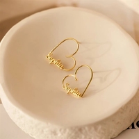 Pendientes de Aro de Acero Inoxidable Personalizados con Forma de Corazón, Modernos, con Letras DIY, Regalo para el Día de San Valentín