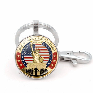 Porte-clés Souvenir Commémoratif de Luxe en Métal Personnalisé OEM, Édition Limitée, Breloque Émaillée Américaine Découpée - Product Image 3