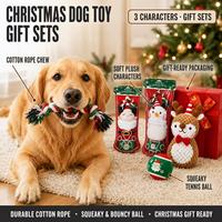 Ensemble de jouets de Noël en coton pour chien, jouets à mâcher couineurs écologiques, pack cadeau quotidien pour chiens de petite et moyenne taille, utilisation intérieure/extérieure