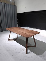 Table à manger minimaliste en noyer, pieds en bois massif avec placage en noyer MDF, ensemble de table à manger 6 places pour salon, salle à manger, hôtel