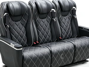 Sièges arrière en cuir Nappa noir avec table pliante pour la rénovation intérieure de fourgonnettes MPV, sièges de voiture modifiés MPVBC0061 en cuir pour l'arrière - Product Image 2