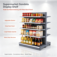 Étagère de supermarché en gros, unité d'étagérage réglable en métal pour présentoir de détail, étagère de magasin d'alimentation pour supérette