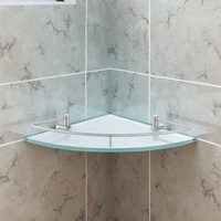 Étagères en verre d'angle d'hôtel de haute qualité articles sanitaires pratiques Triangle mur salle de bain articles de toilette support de rangement en acier inoxydable