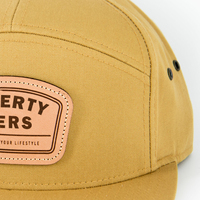 Casquette Snapback Classique à 7 Panneaux en Sergé de Coton Jaune avec Logo en Patch de Cuir Personnalisable pour Hommes Style Urbain