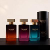 Flacon de parfum en verre vide professionnel de 30 ml, 50 ml, 100 ml avec pompe pulvérisatrice dorée et boîte d'emballage personnalisée pour coffret de parfum de luxe