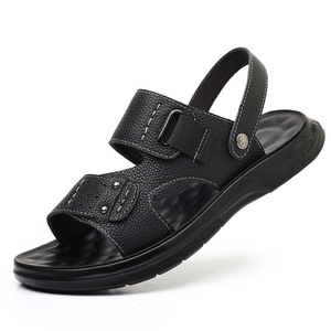 Sandalias de cuero para hombre, con punta abierta, suela de goma, deportivas, de verano, para papá, cómodas y fáciles de usar, zapatos de playa - Product Image 4