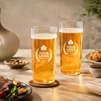 Verre à bière ultra-fin soufflé à la main de 16 oz, verre highball artisanal, gobelet léger et transparent pour l'eau, le jus, les cocktails