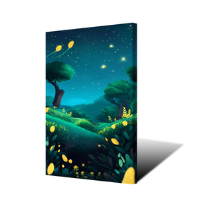 Peinture murale de paysage avec lucioles et forêts, impression haute définition sur toile avec cadre intérieur pour la décoration intérieure - Product Image 6