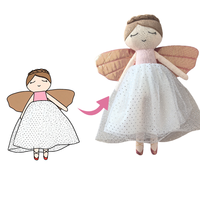 Poupée en peluche de fée ballerine personnalisée, cadeau d'anniversaire princesse, ange en tissu fait main avec robe tutu rose, jouet doux pour filles 35 cm