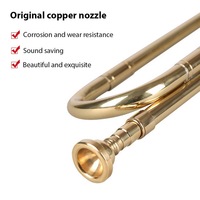Brass Trumpet Bb Flat Bugle with Mouthpiece Orchestra Music Instrument Gold Lacquer Finish