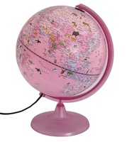 Globe terrestre lumineux rose de 10 pouces pour enfants avec carte animale, veilleuse LED, jouet éducatif de géographie pour enfants