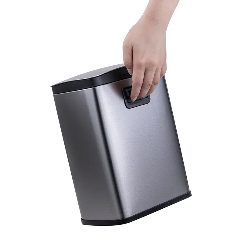 Foot pedal rectangular stainless steel waste can 5 liter bathroom trash bin with silent close lid