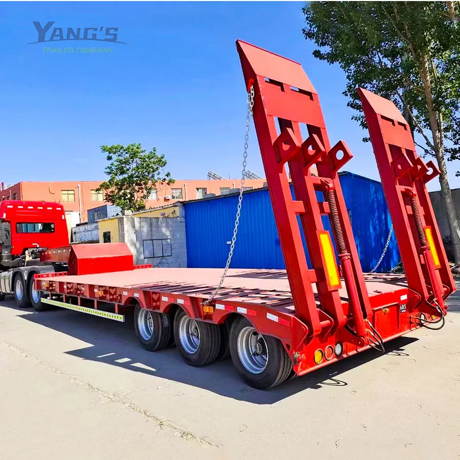 High Quality Heavy Duty 3/4 Axle Lowboy Trailer Transport Low Bed Truck Semi Trailer With Mechanical Ladder