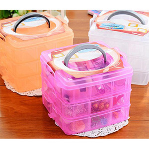 Caja de almacenamiento transparente de PVC de alta calidad, contenedor de 3 capas con 18 compartimentos, organizador de cuentas de joyería - Product Image 4