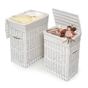Large Laundry Baskets Hand Woven Hamper Storage Box with Lock Woven Laundry Basket for Clothes