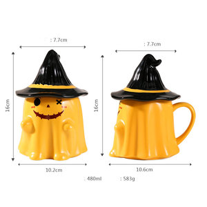 Venta al por mayor nueva creativa 3D <span class=keywords><strong>Halloween</strong></span> divertido tazas de café de cerámica logotipo personalizado FORMA DE elfo pintado a mano <span class=keywords><strong>taza</strong></span> de porcelana <span class=keywords><strong>taza</strong></span> de té con tapa - Product Image 6
