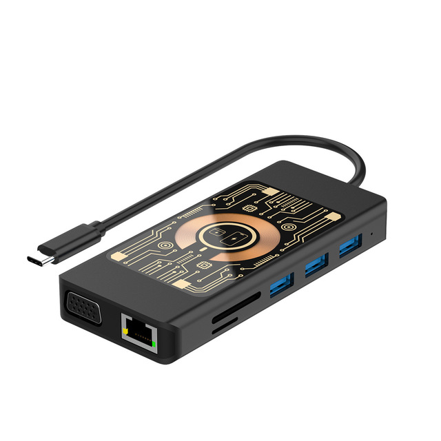 High Quality 12 in 1 Type c Hub Wireless Charging Usb c Hub 3.0 With Gigabit Network Port Usb-c Hub 4k hd Projection Screen