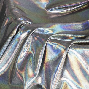 Tissu extensible en <span class=keywords><strong>spandex</strong></span>/polyester métallisé écologique imprimé holographique, imperméable, coupe-vent, tricoté chaîne, pour vêtements de sport - Product Image 2