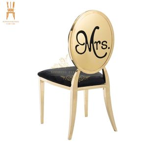 Buona vendita rotonda MRS retro oro acciaio inox nero sedia cuscino per eventi di nozze mobili da pranzo banchetto - Product Image 1
