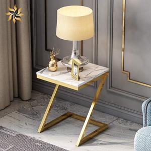 Mesa auxiliar de mármol creativa, lujosa y de alta gama/mesa auxiliar para sofá de sala de estar/mesa auxiliar pequeña moderna y sencilla para dormitorio - Product Image 1