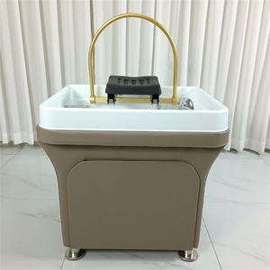 Sillón de Lavacabezas para Peluquería Kisen, Color Negro y Blanco, con Lavabo para Champú, en Venta - Product Image 5