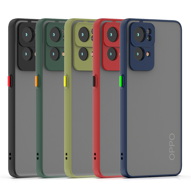 For OPPO Reno7 Pro Matte Smoke Back Cover Translucent TPU PC Mobile Phone Case