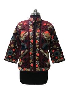 Hecho a mano Boho Chic Multicolor Suzani bordado algodón transpirable chaqueta de mujer diseño Floral artesanal tradicional - Product Image 2