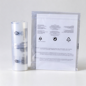 Recyclable Transparent PE <b>Bag</b> Custom Logo Multilingual Suffocation Warning Garment <b>Packaging</b> <b>Bag</b> with Sealing Tape for Apparel - Product Image 5